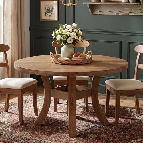 Round solid wood dining - round, table