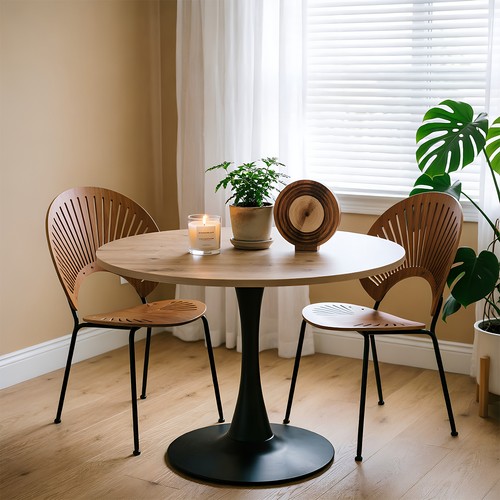 70cm brown wooden - wooden, round